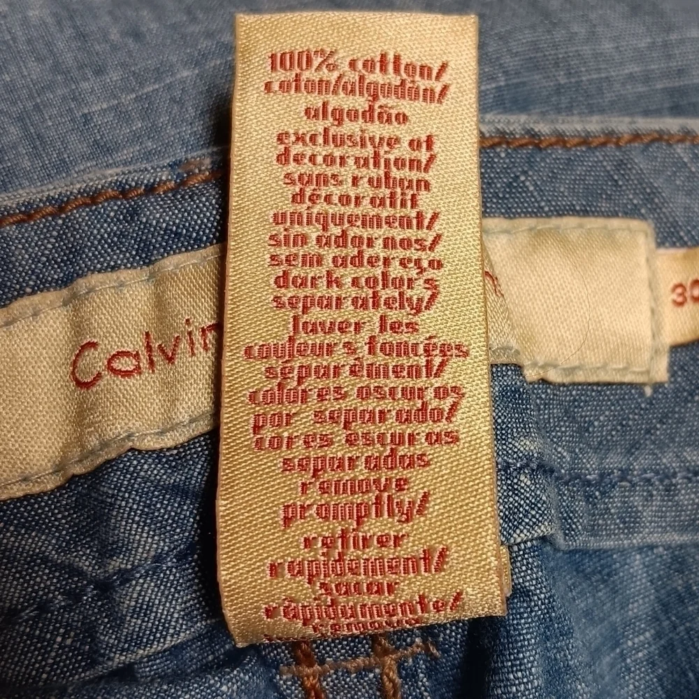 Calvin Klein Light Blue Low Rise Brazil Cut Wide Leg Jean Trousers Size 30/12